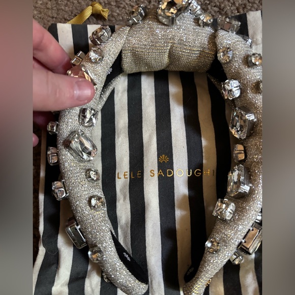 Lele Sadoughi Silver Knotted Crystal Embellished Headband - Picture 3 of 3